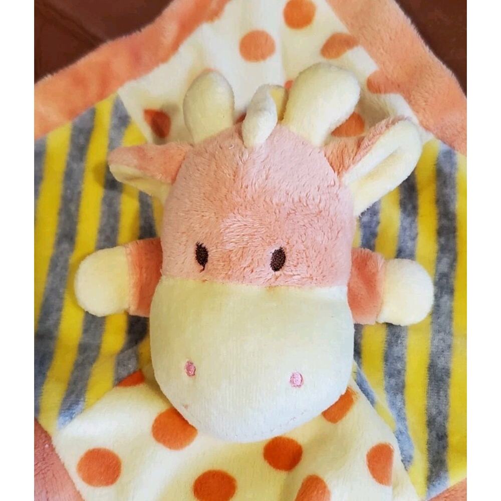9 In X 9 In Orange Hugfun Giraffe Rattle Lovey Lovie Snuggle Security Blanket